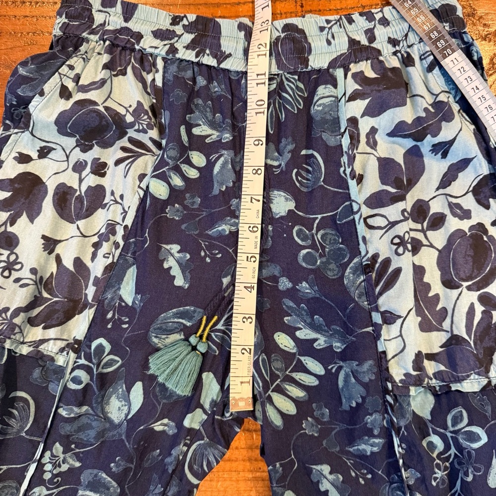 Anthropologie Jamie Sleep Pants Blue & Teal Floral Boho Pants Small - Picture 12 of 14